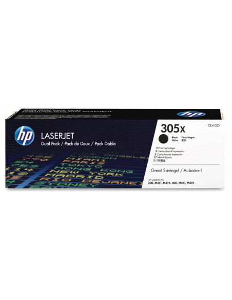 Original HP 305X 2-Pack 4K Black Toner Cartridge - CE410XD